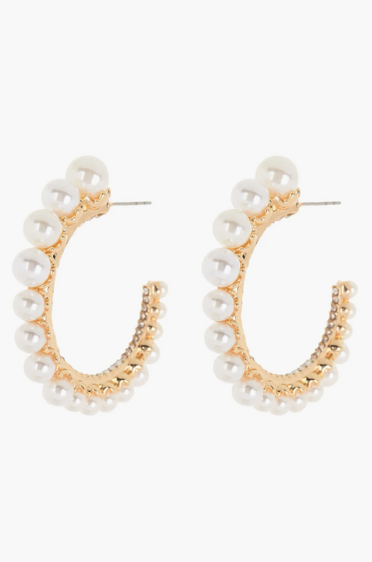 BAUBLEBAR Ella Imitation Pearl Hoop Earrings