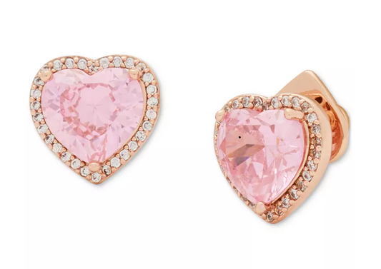 Kate Spade New York Pink Cubic Zirconia Heart & Pave Rose Gold Studs