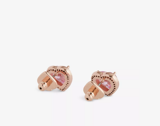 Kate Spade New York Pink Cubic Zirconia Heart & Pave Rose Gold Studs