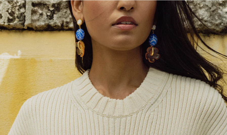 Lizzie Fortunato Mistflower Earrings in Blue Horizon