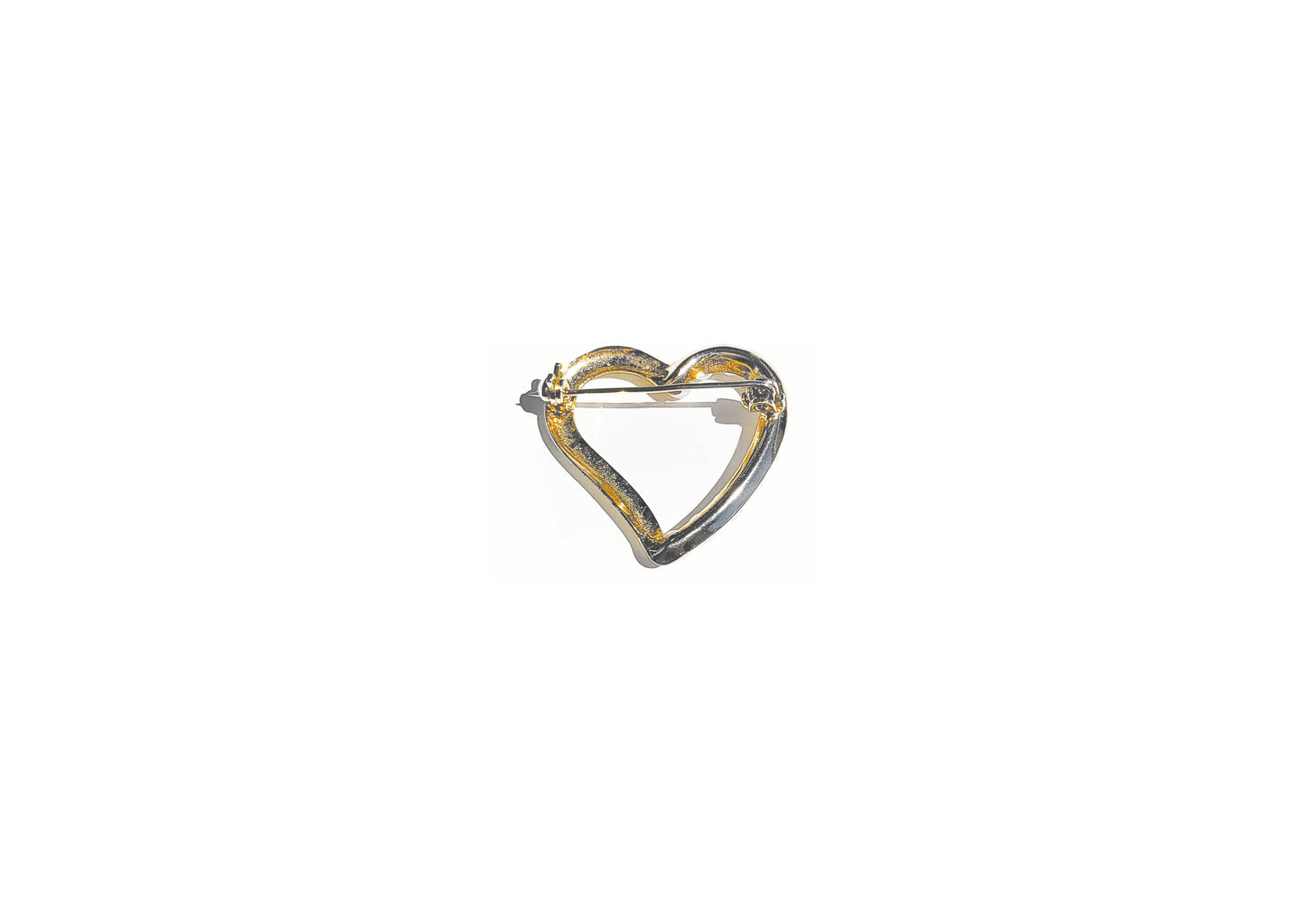 Vintage Gold Tone Heart Brooch with Faux Pearls