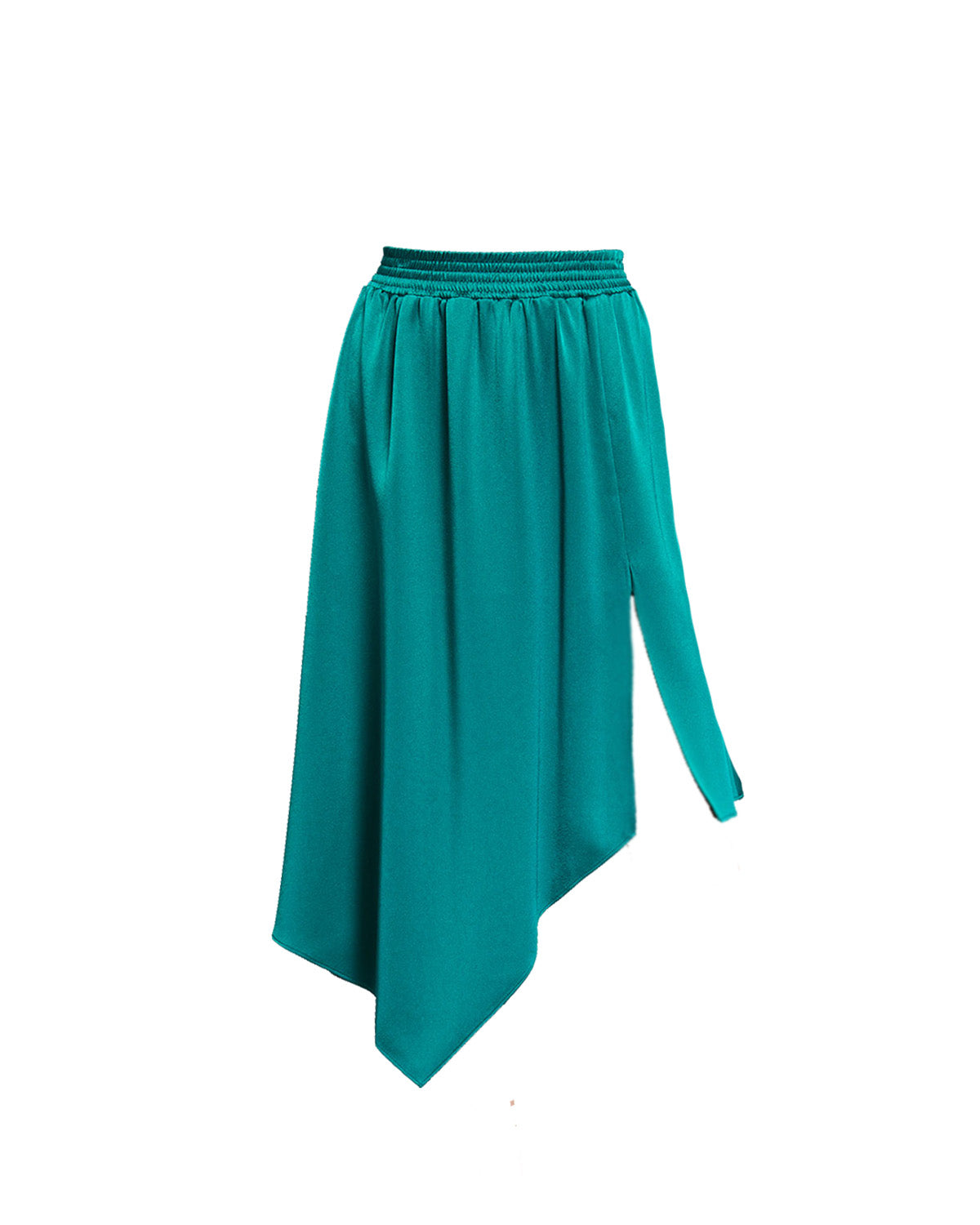 Alice + Olivia Angelique Smocked-Waistband Asymmetric Skirt