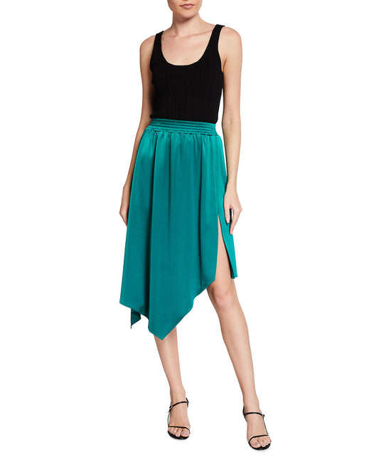 Alice + Olivia Angelique Smocked-Waistband Asymmetric Skirt