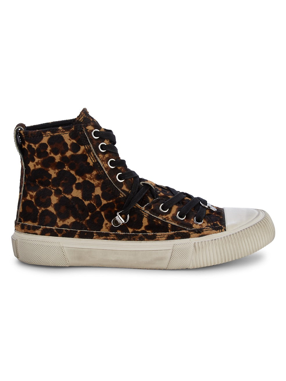 Allsaints Elena Animal-Print Calf Hair High-Top Sneakers- Size 8