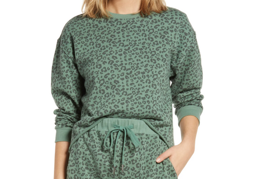 BLANKNYC Cheetah Print Crop Sweatshirt in No Cap