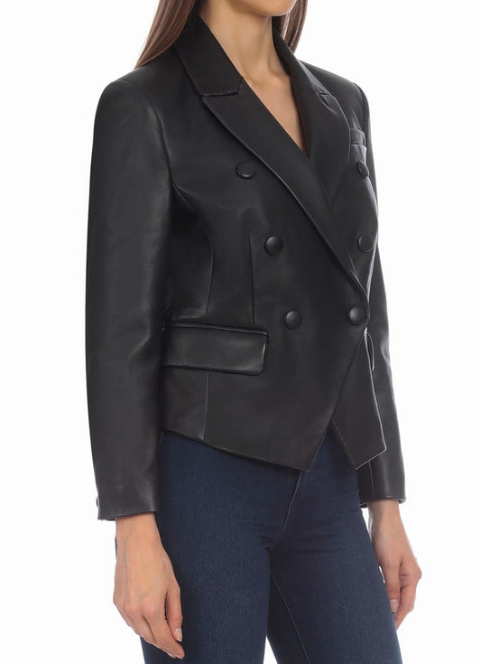 Bagatelle Fitted Lamb Leather Blazer - Size S