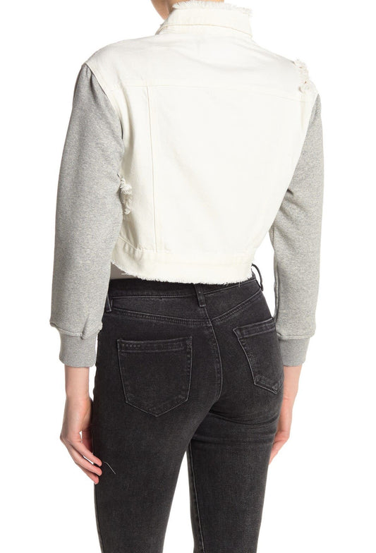 BLANKNYC Denim Mix Media Denim Fleece Jacket - Size L