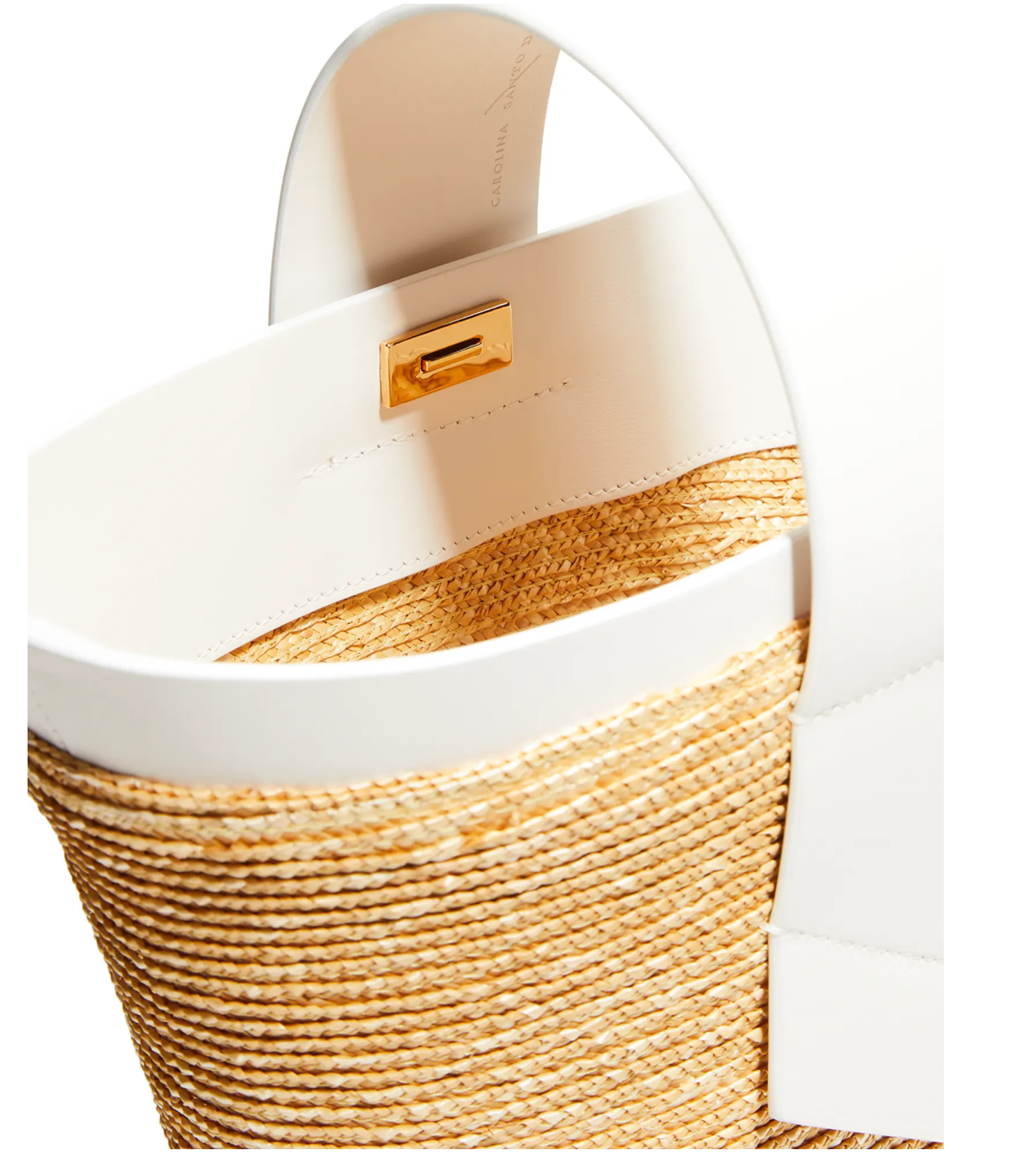 Carolina Santo Domingo Amphora Straw & Leather Top-Handle Crossbody Bag