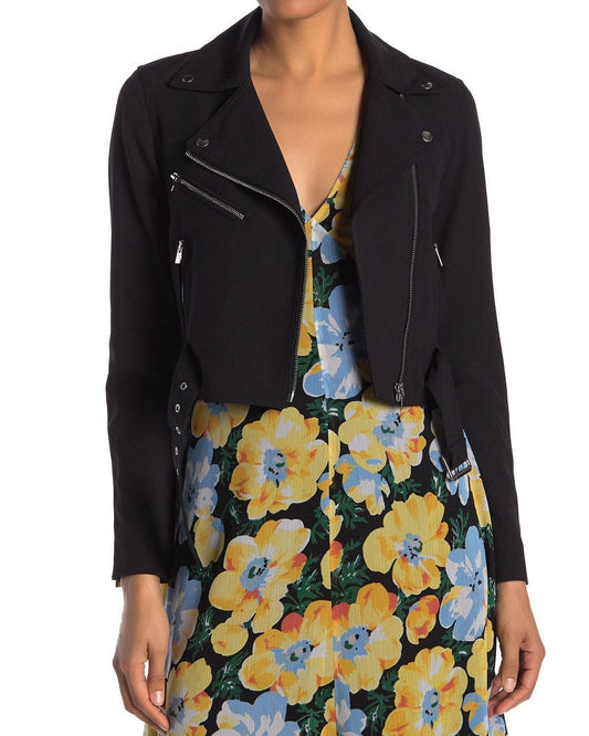 Club Monaco Lacaah Woven Cropped Moto Jacket - Size M