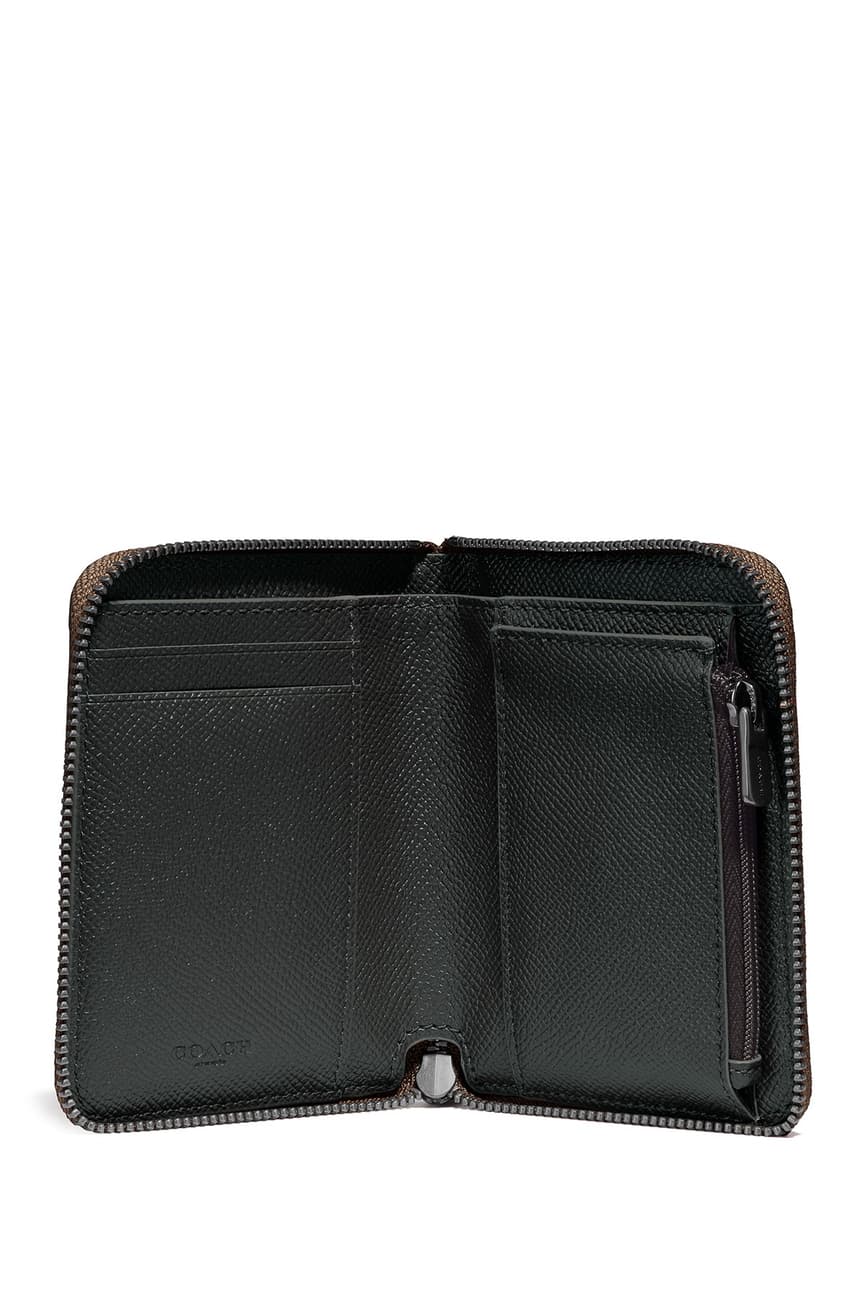 Coach Metallic Crossgrain Leather Zip Around Compact Wallet