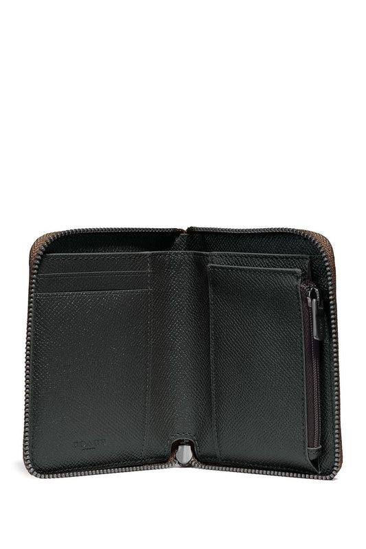 Coach Metallic Crossgrain Leather Zip Around Compact Wallet