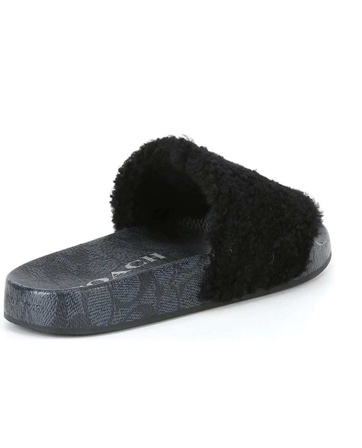 Coach Men's Signature Shearling Pool Slide Sandals Black - Size 10