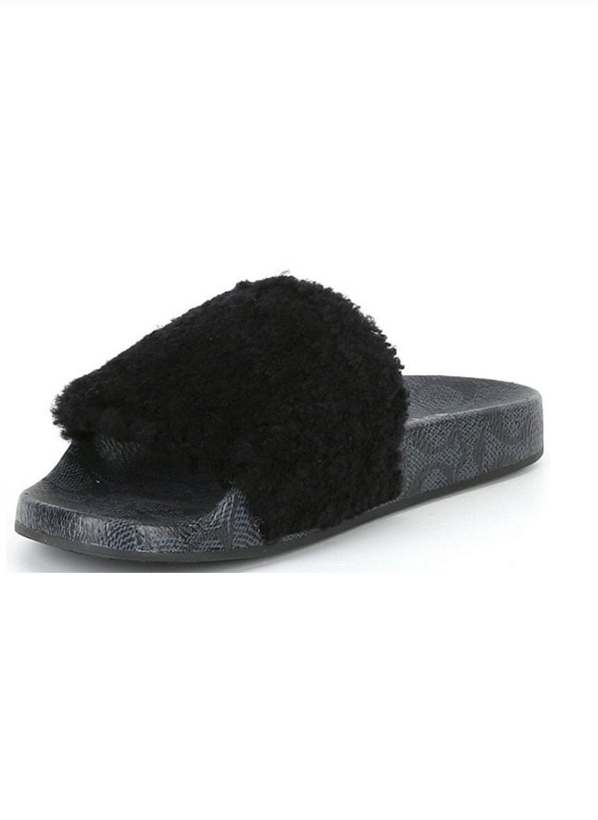 Coach Men's Signature Shearling Pool Slide Sandals Black - Size 10