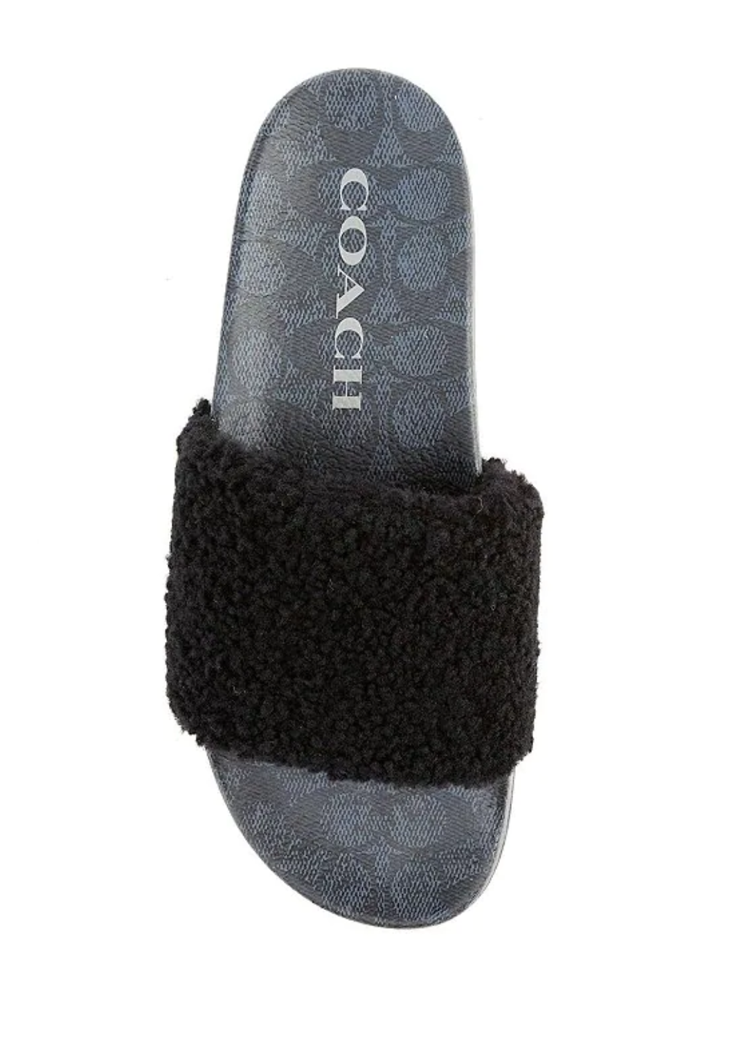 Coach Men's Signature Shearling Pool Slide Sandals Black - Size 10