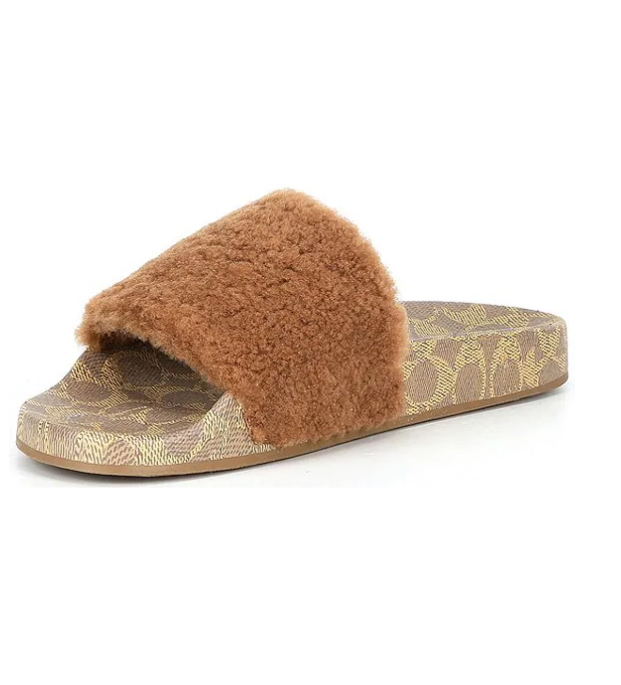 Coach Men's Signature Shearling Pool Slide Sandals Tan - Size 11