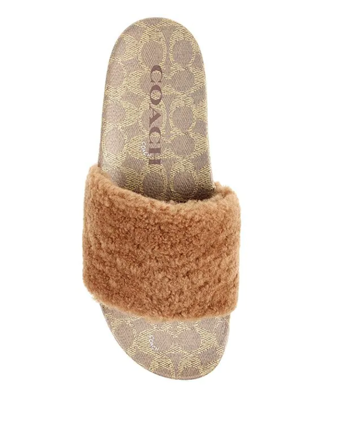 Coach Men's Signature Shearling Pool Slide Sandals Tan - Size 11