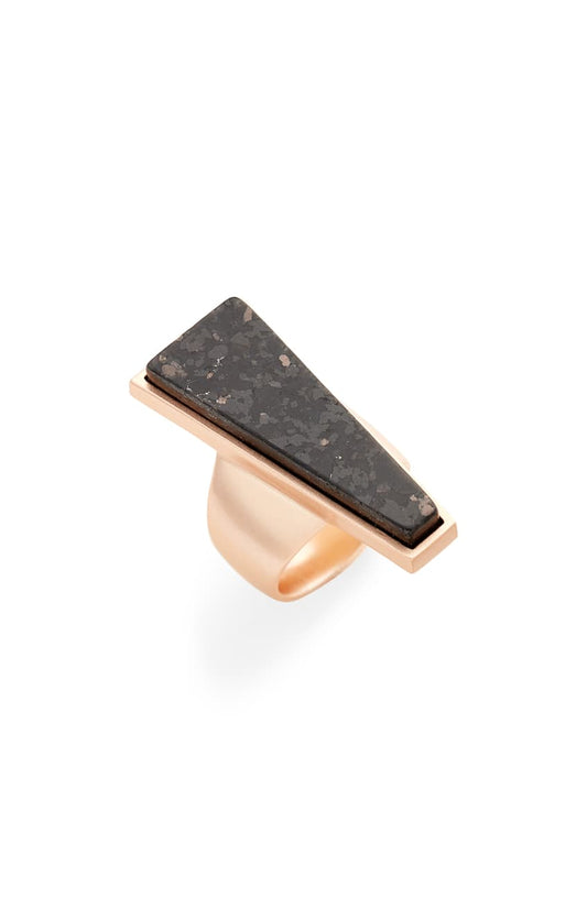 Kendra Scott Collins Rose Gold Plated Cocktail Ring In Black Granite - Size 7