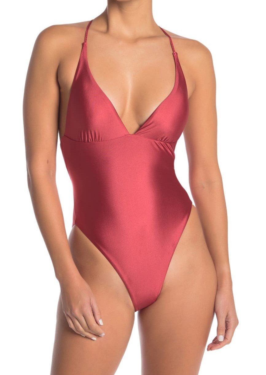 Dolce Vita Triangle X Back One Piece Bathing Suit Desert Rose - Size M