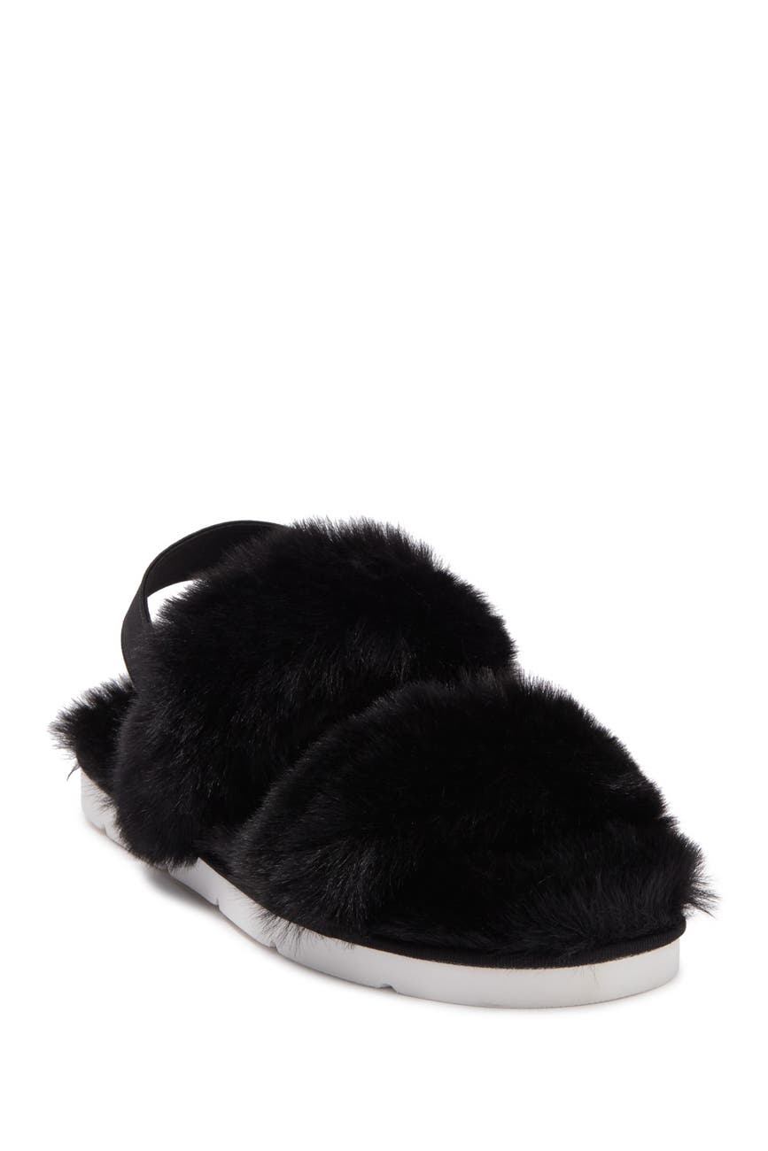 Dolce Vita Pochy Black Faux Fur Slingback Slipper