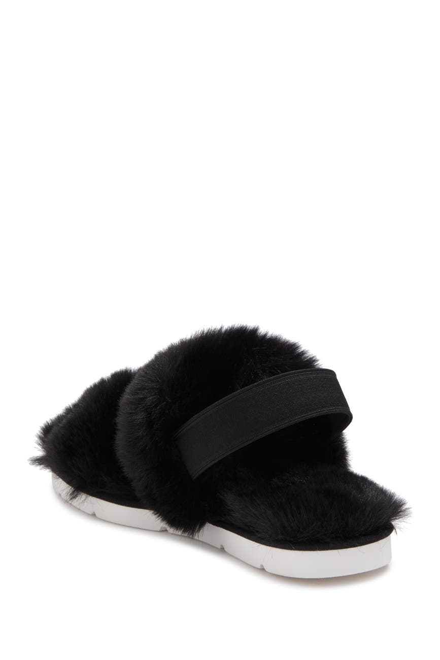 Dolce Vita Pochy Black Faux Fur Slingback Slipper