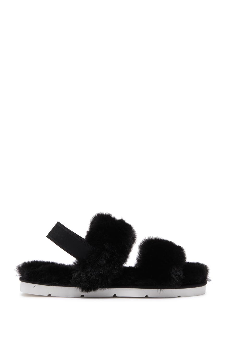 Dolce Vita Pochy Black Faux Fur Slingback Slipper