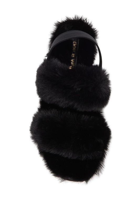 Dolce Vita Pochy Black Faux Fur Slingback Slipper