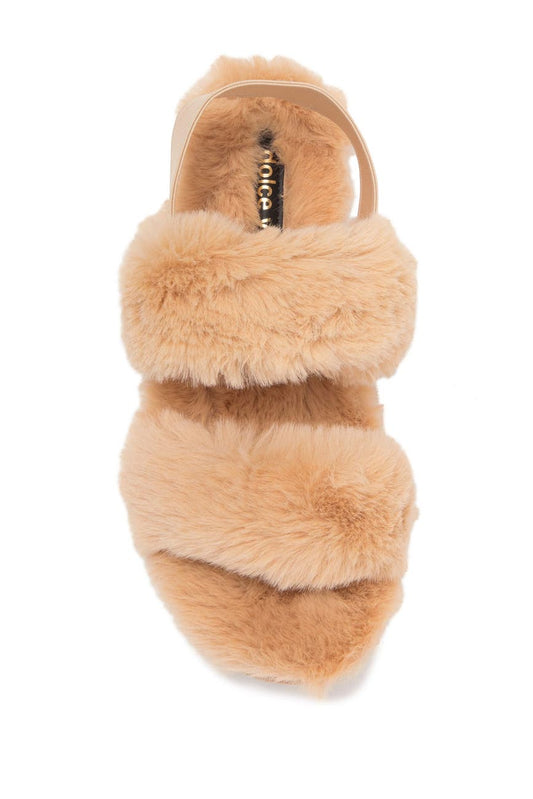 Dolce Vita Pochy Nude Faux Fur Slingback Slipper