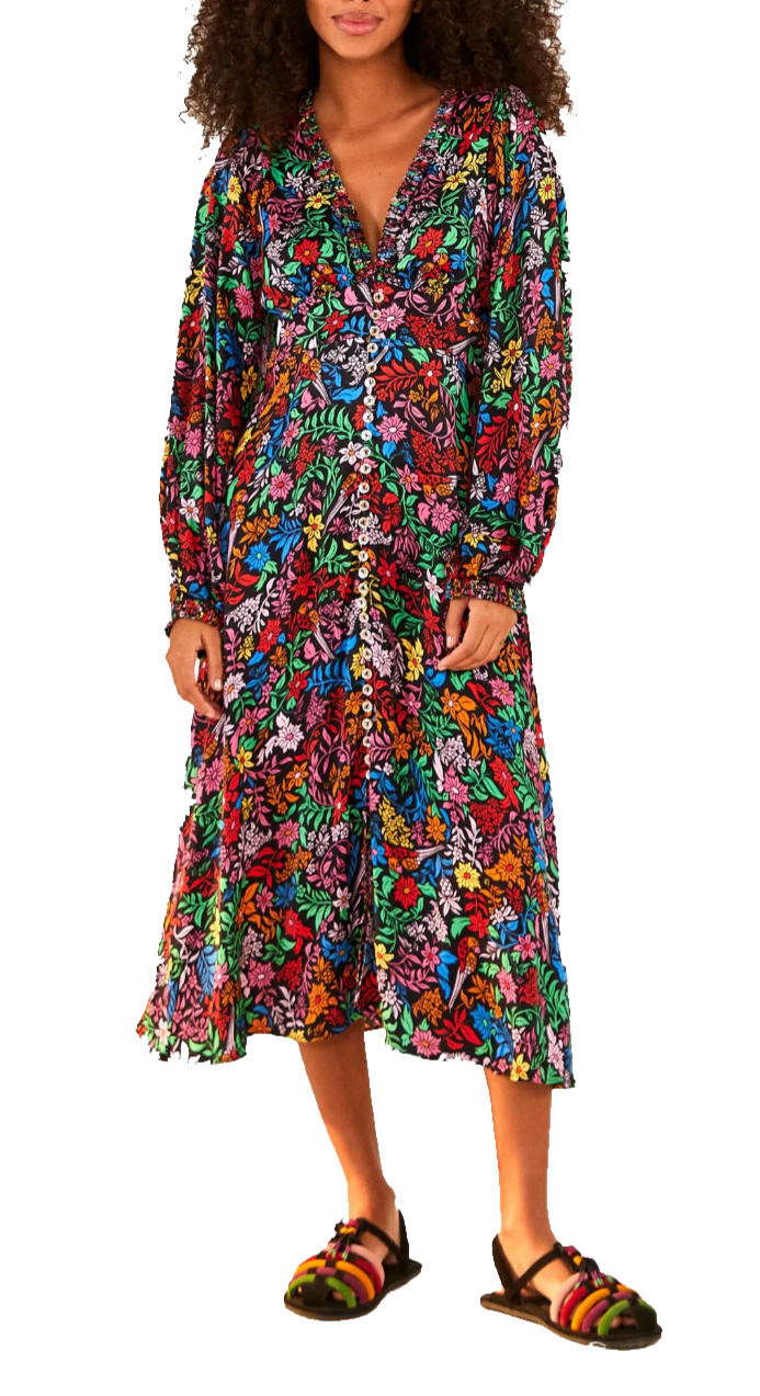 Farm Rio Tropical Garden Lenzing™ Ecovero™ Viscose Midi Dress - Size M