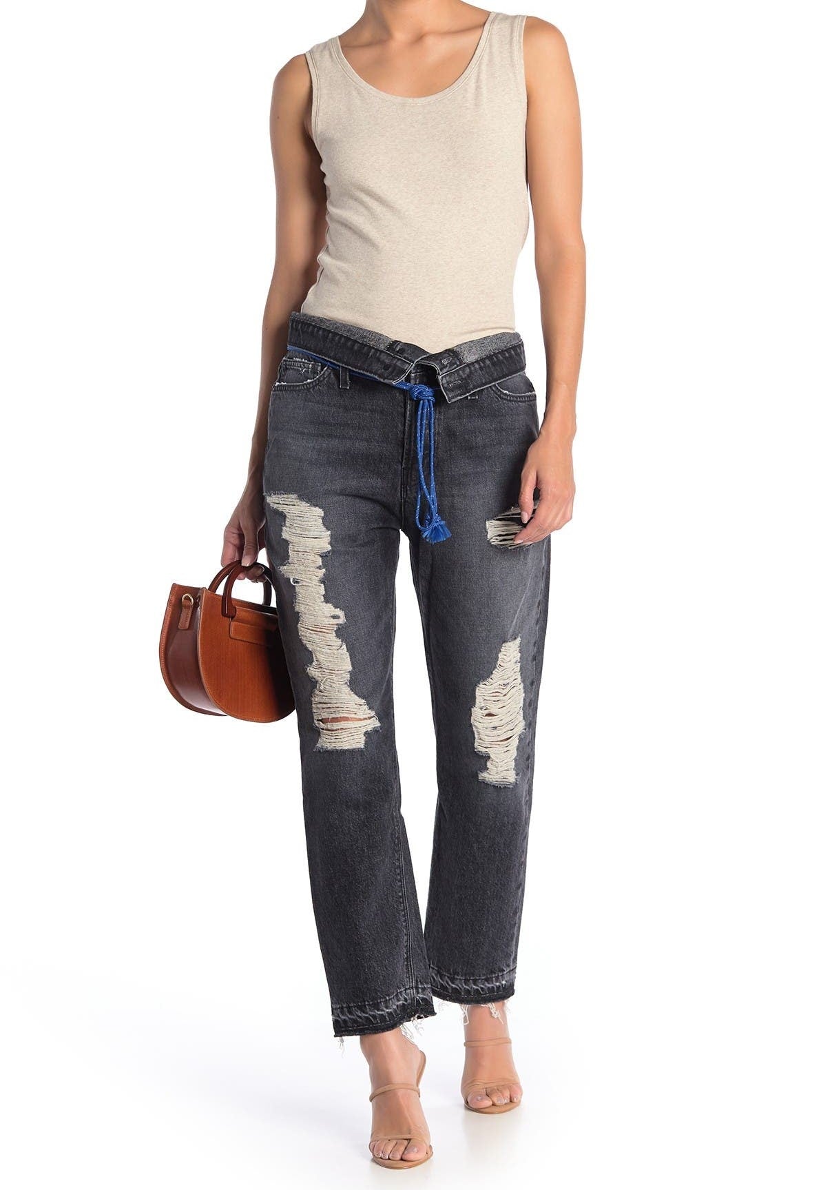 HUDSON Jeans Jessi Relaxed High Waist Distressed Jeans - Size 8