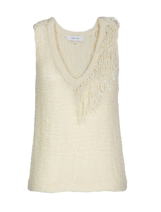 John + Jenn Fringe Sleeveless Open Knit Sweater - Size L