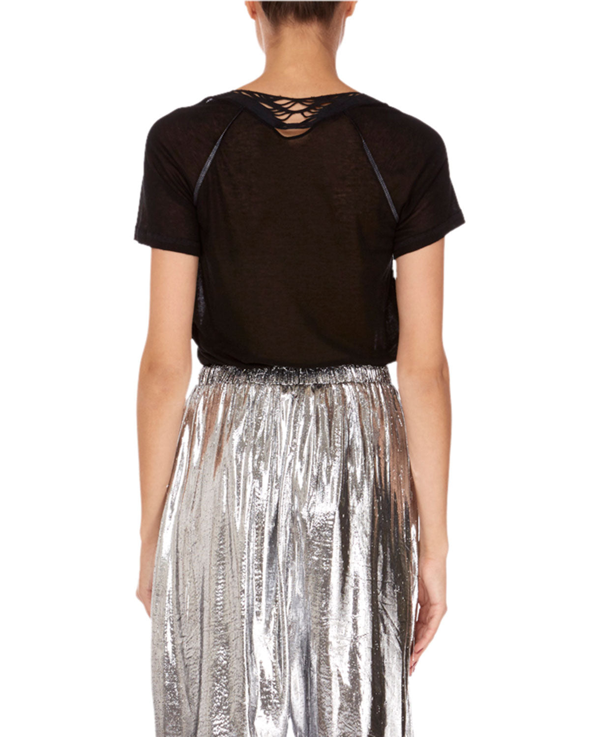 Isabel Marant Masta Cap-Sleeve Crochet T-Shirt - Size S
