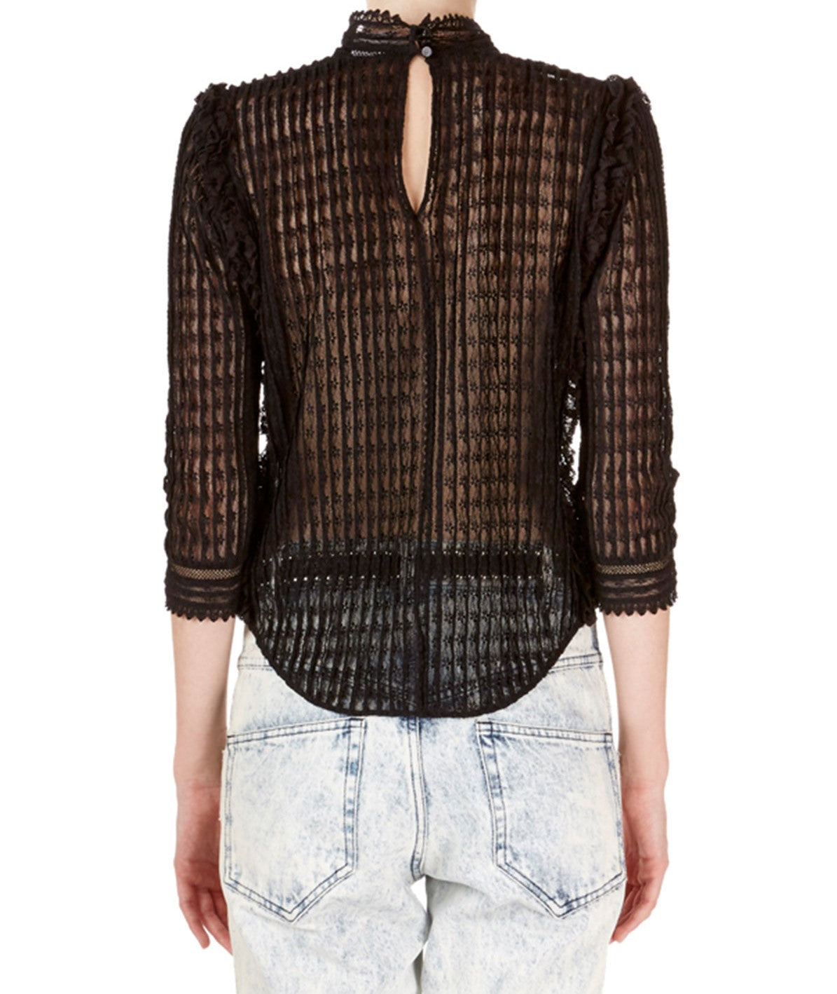 Isabel Marant Roscoe 3/4 Sleeve Sheer Lattice Lace Blouse - Size 8