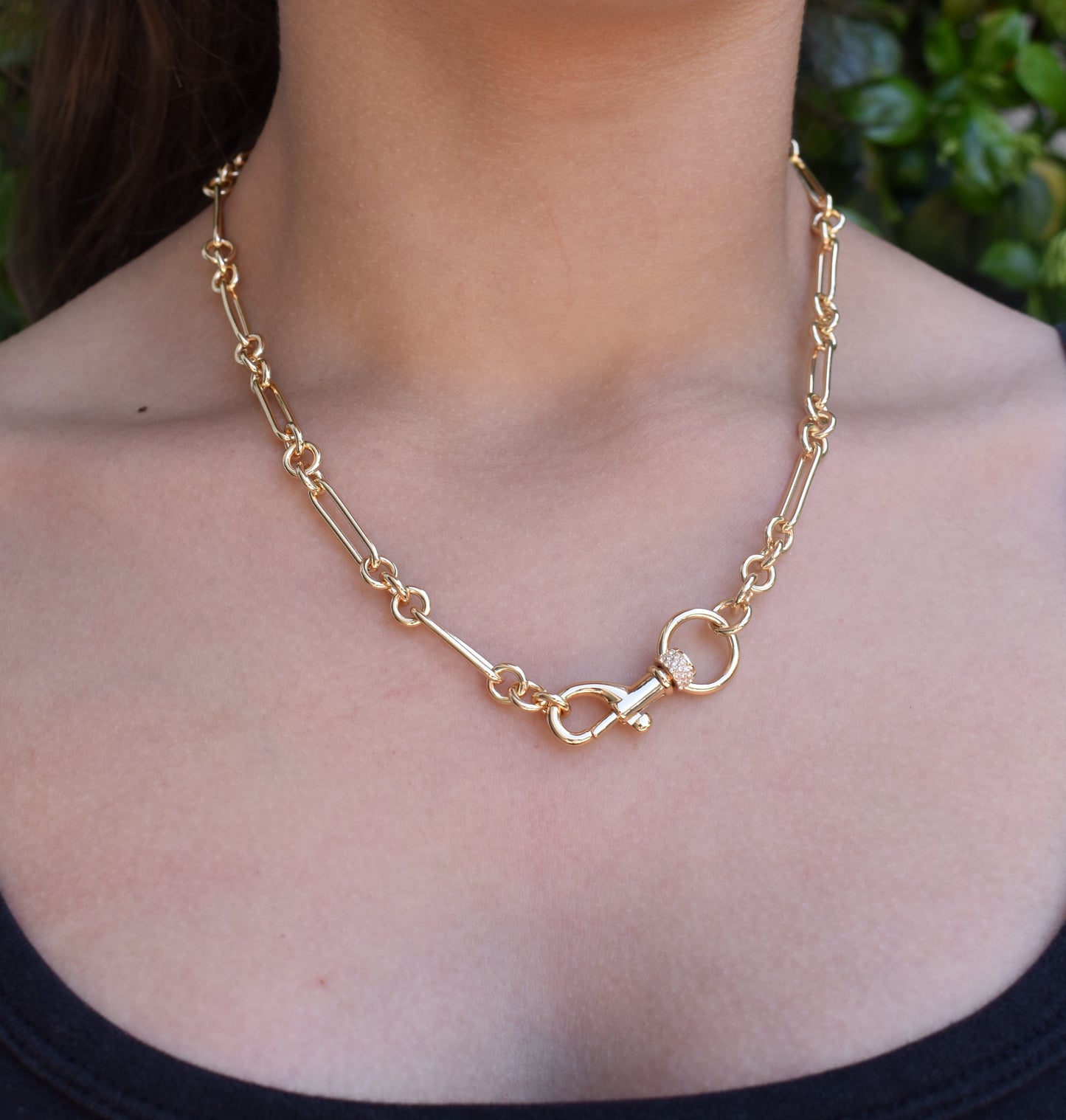 Rebecca Minkoff Gold Plated Brass Signature Dog Clip Chain Necklace