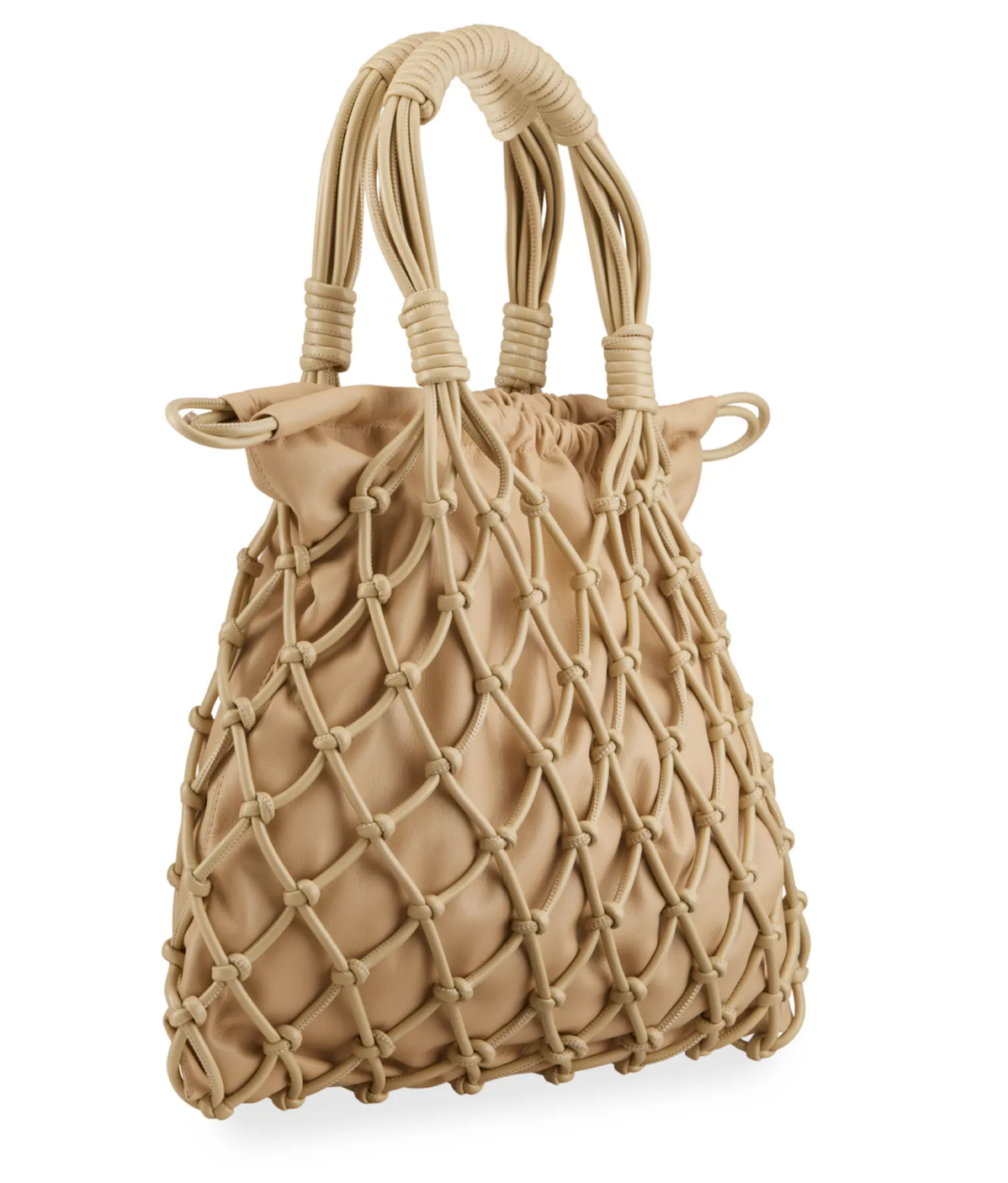 Nanushka Naiya Net Top-Handle Bag in Butter
