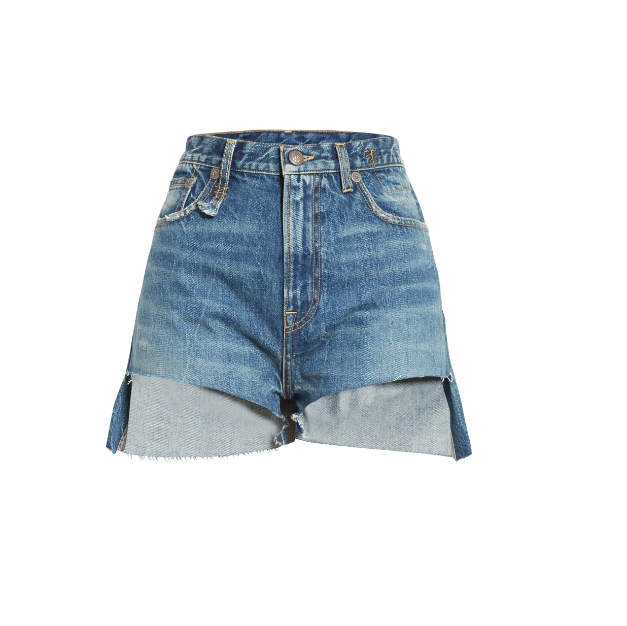 R13 Skirt Back Denim Shorts