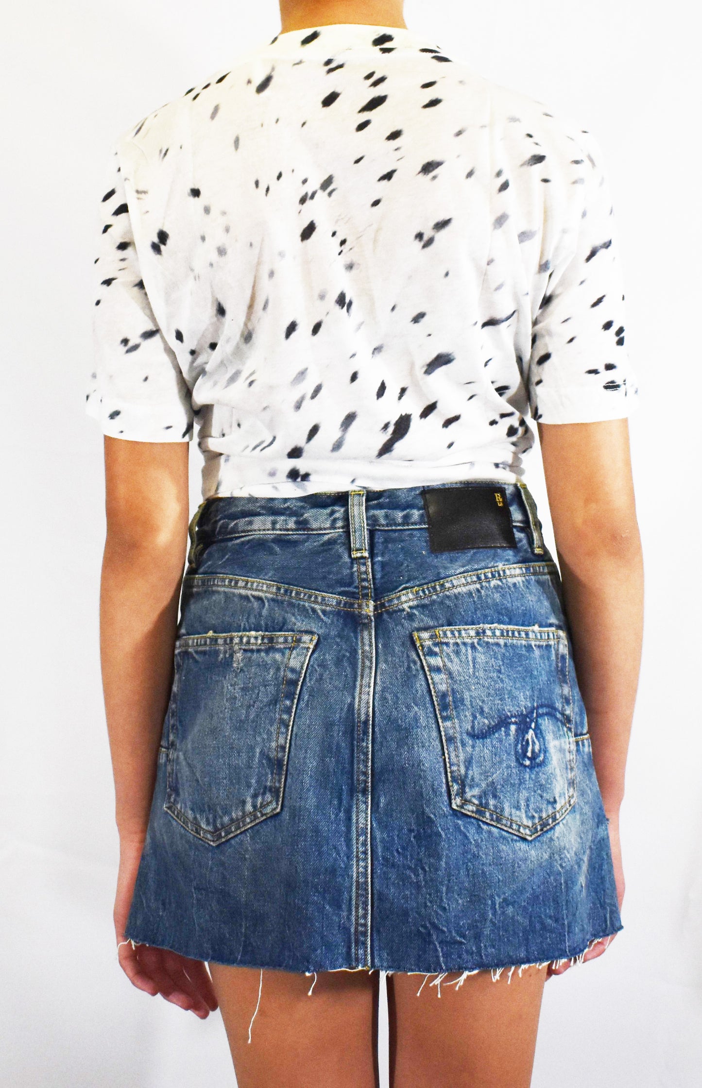 R13 Skirt Back Denim Shorts