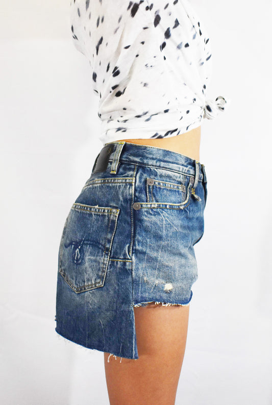 R13 Skirt Back Denim Shorts