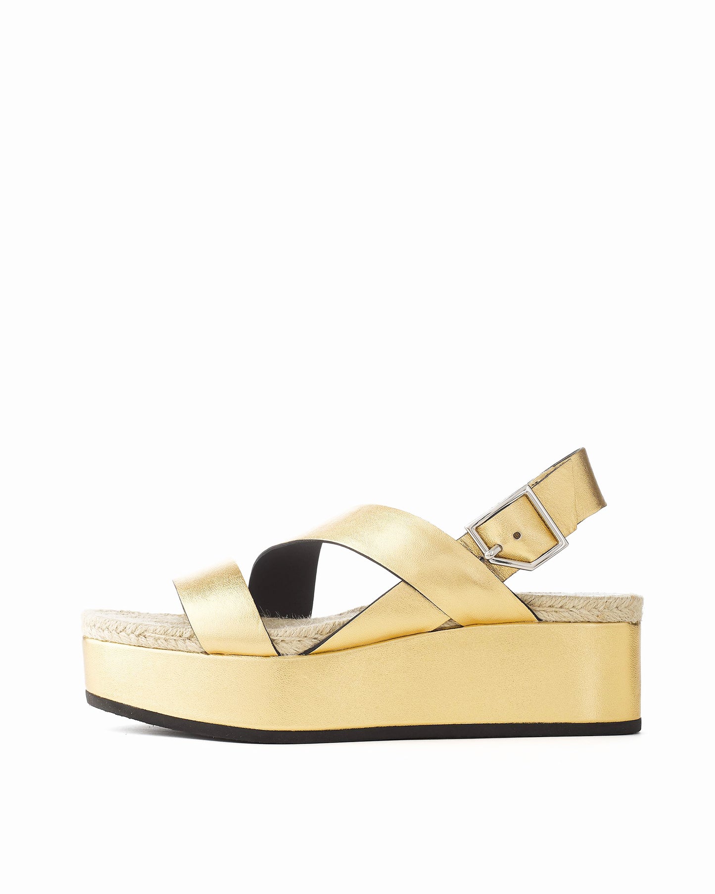Rag & Bone Megan Gold Metallic Leather Espadrille Platform - Size EU 37/ US 7