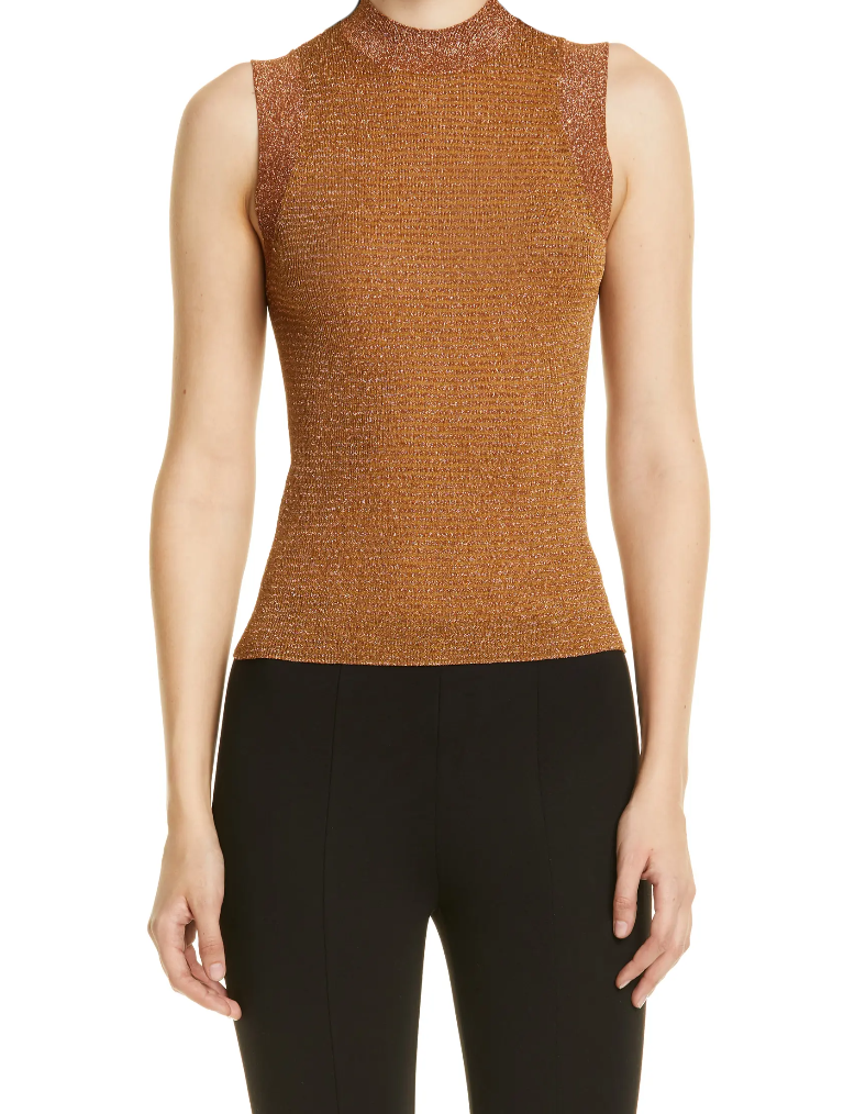 Rag & Bone Raina Metallic Gold Sweater Tank