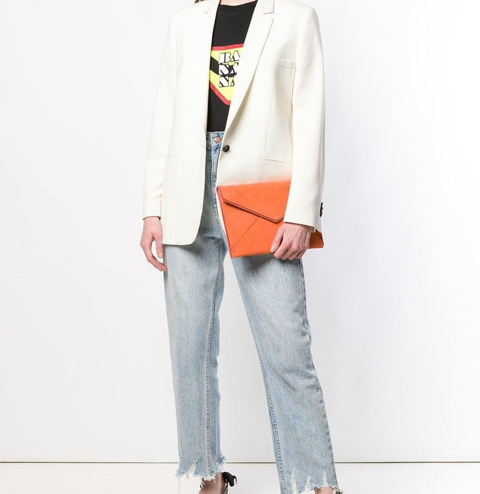 Rebecca Minkoff Leo Leather Clutch Neon Orange
