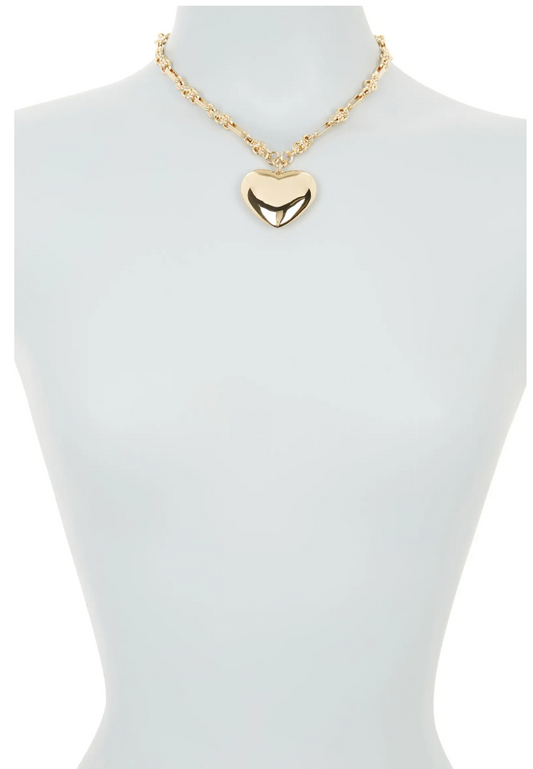 Rebecca Minkoff Puffy Metal Heart Pendant Necklace