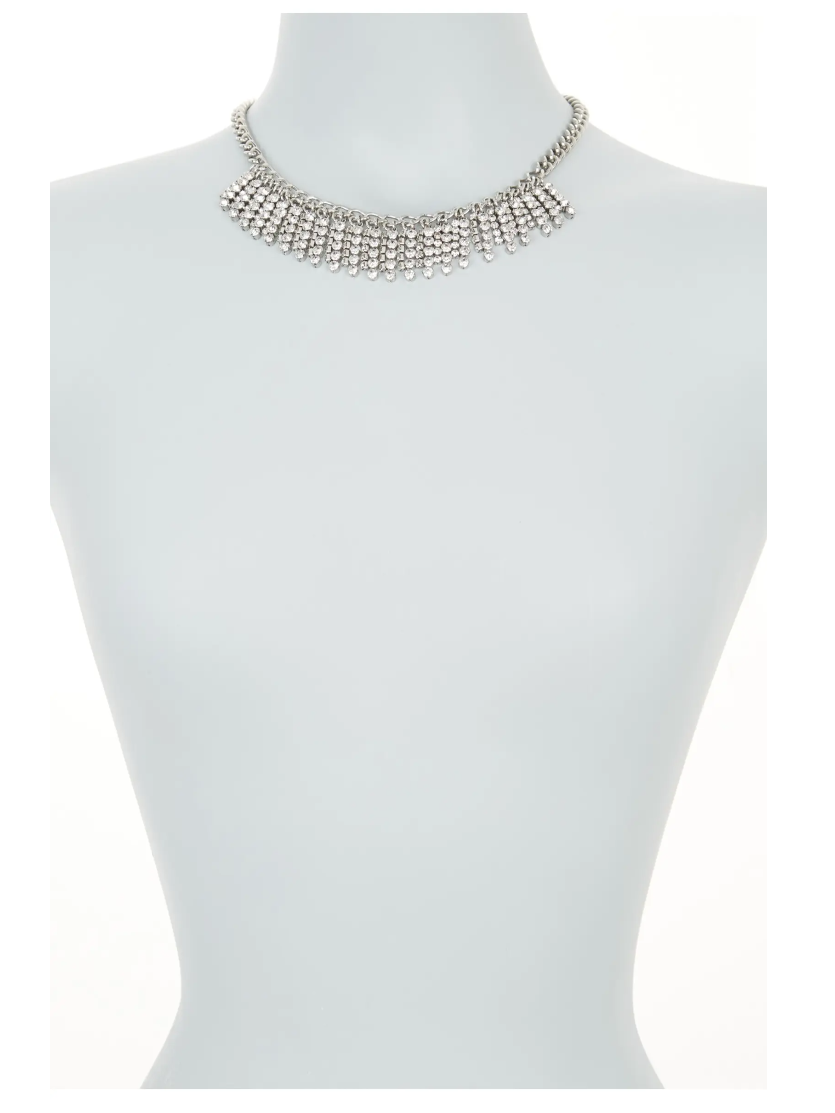 Rebecca Minkoff Rhinestone Chain Fringe Necklace