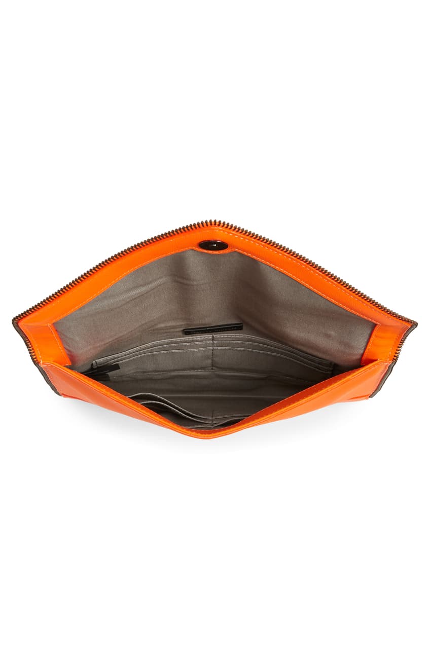 Rebecca Minkoff Leo Leather Clutch Neon Orange