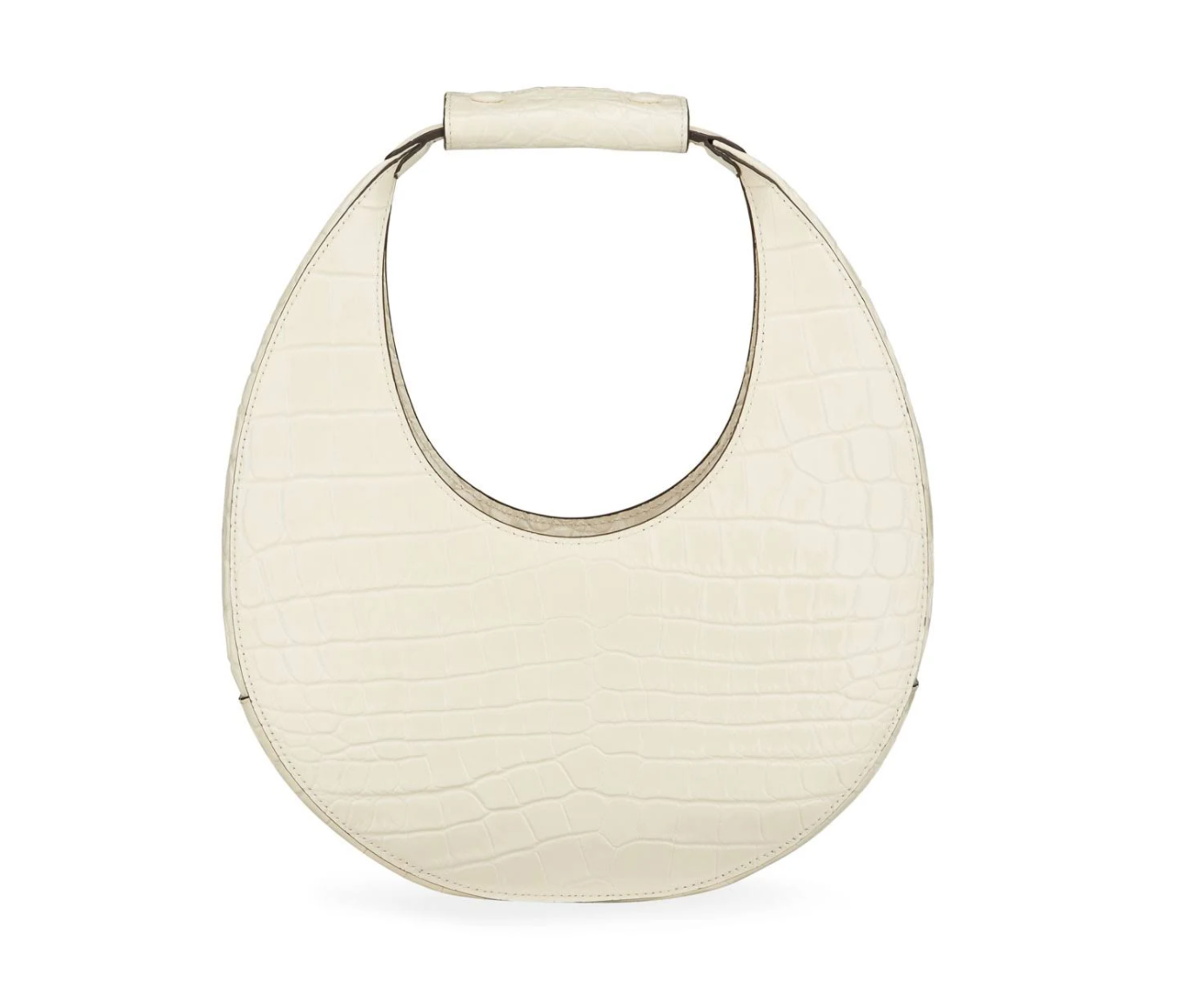 Staud Moon Bag Creme Croc Embossed