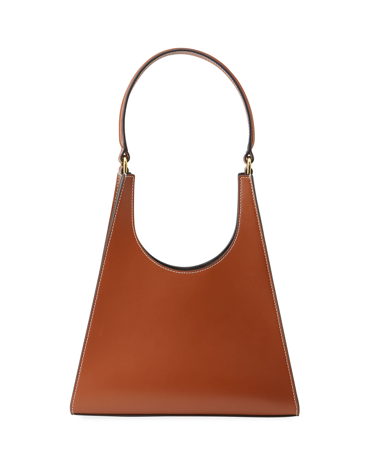 Staud Rey Tan Leather Structured Shoulder Bag