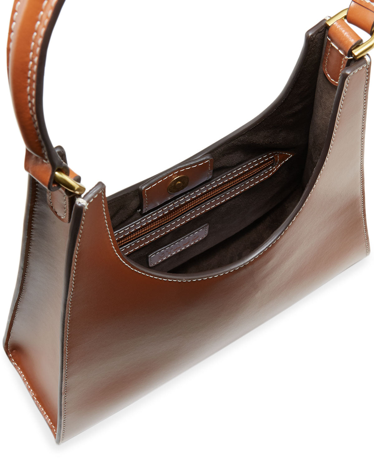 Staud Rey Tan Leather Structured Shoulder Bag