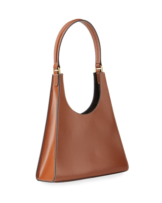 Staud Rey Tan Leather Structured Shoulder Bag