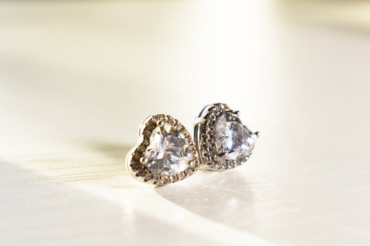 Michael Kors Sterling Silver Elevated Pave Heart Studs