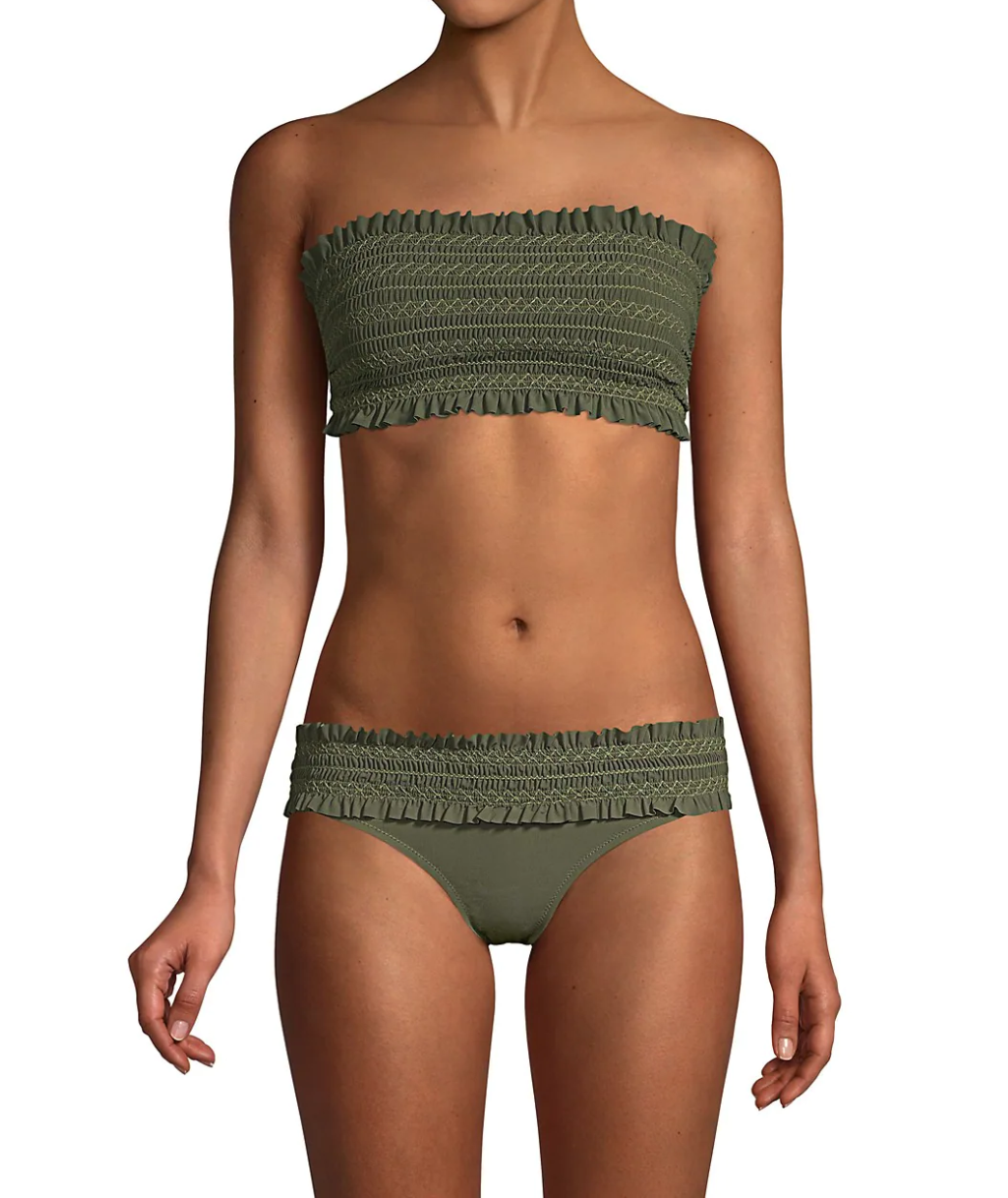Tory Burch Costa Embroidered Bandeau Bikini Top & Hipster Bikini Bottom Set- Size XS