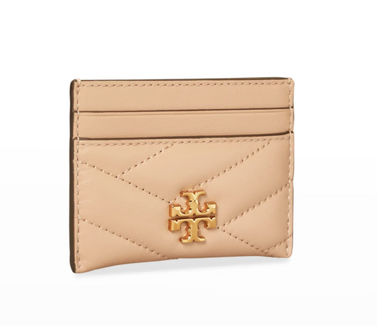 Tory Burch Kira Quilted Leather Card Case in Devon Sand